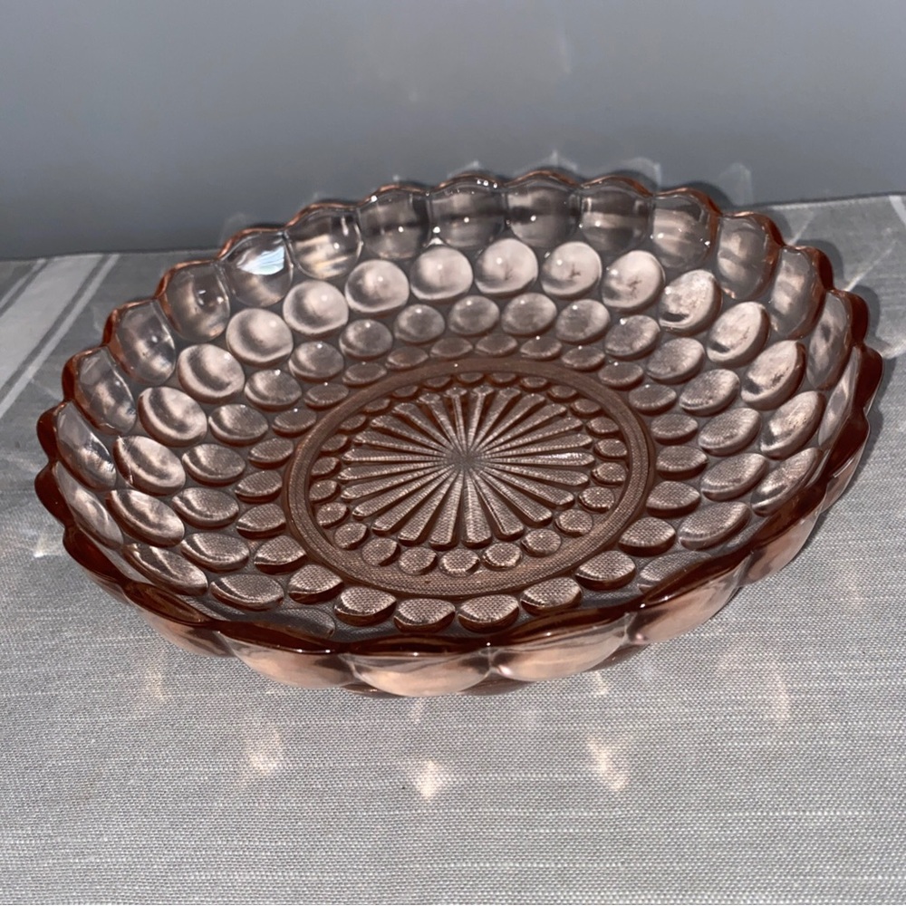 Pink Depression Bubble Glass Plate Shabby. Chic Textured Design 10”